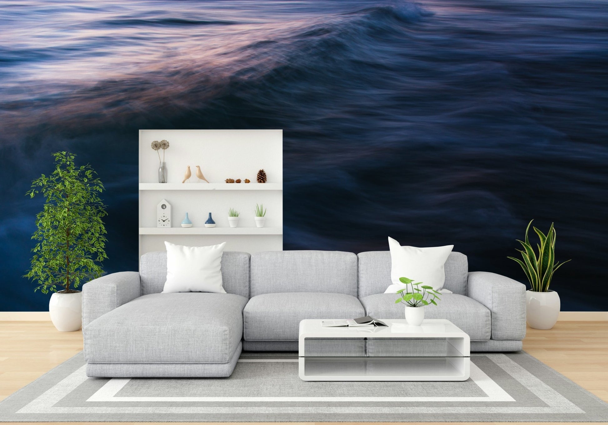 Plum and blue blur together in the dusk, the Uniqueness of Waves XXII wall mural GD4794
