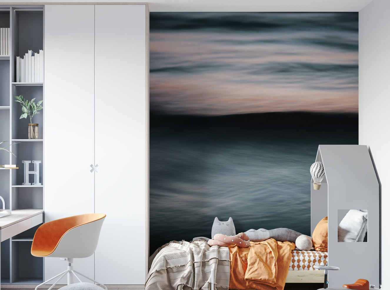 A beautiful abstract wave wallpaper mural for a modern home.

