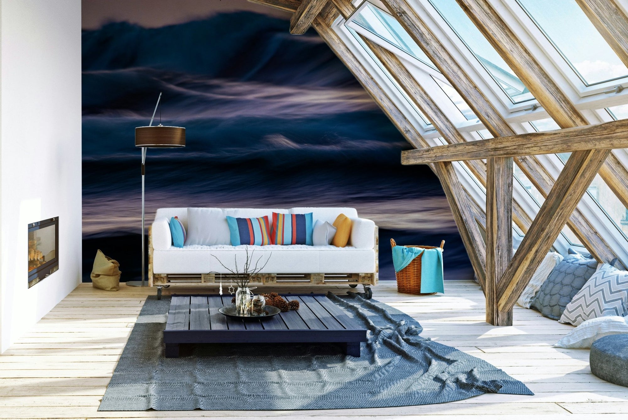 A beautiful abstract wave wallpaper mural for a modern home., GD4746