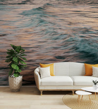 A beautiful abstract ocean wall mural for a living room.

