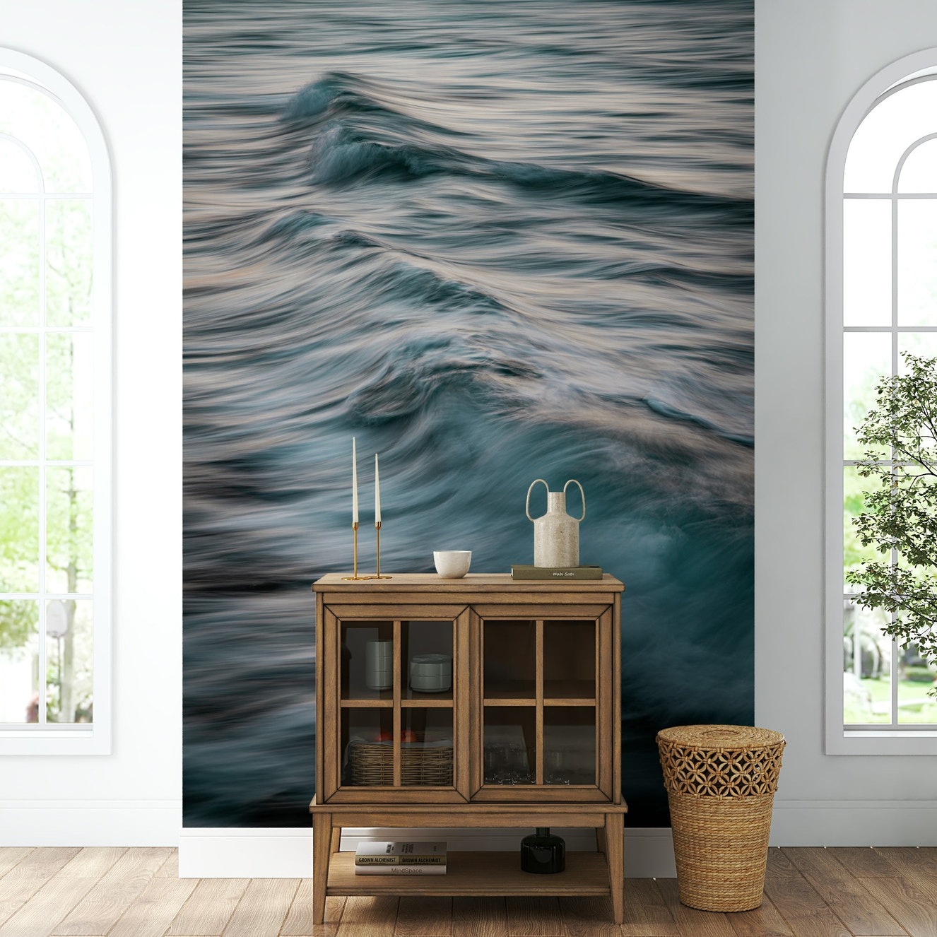 A beautiful ocean wave wallpaper mural for a modern home.


