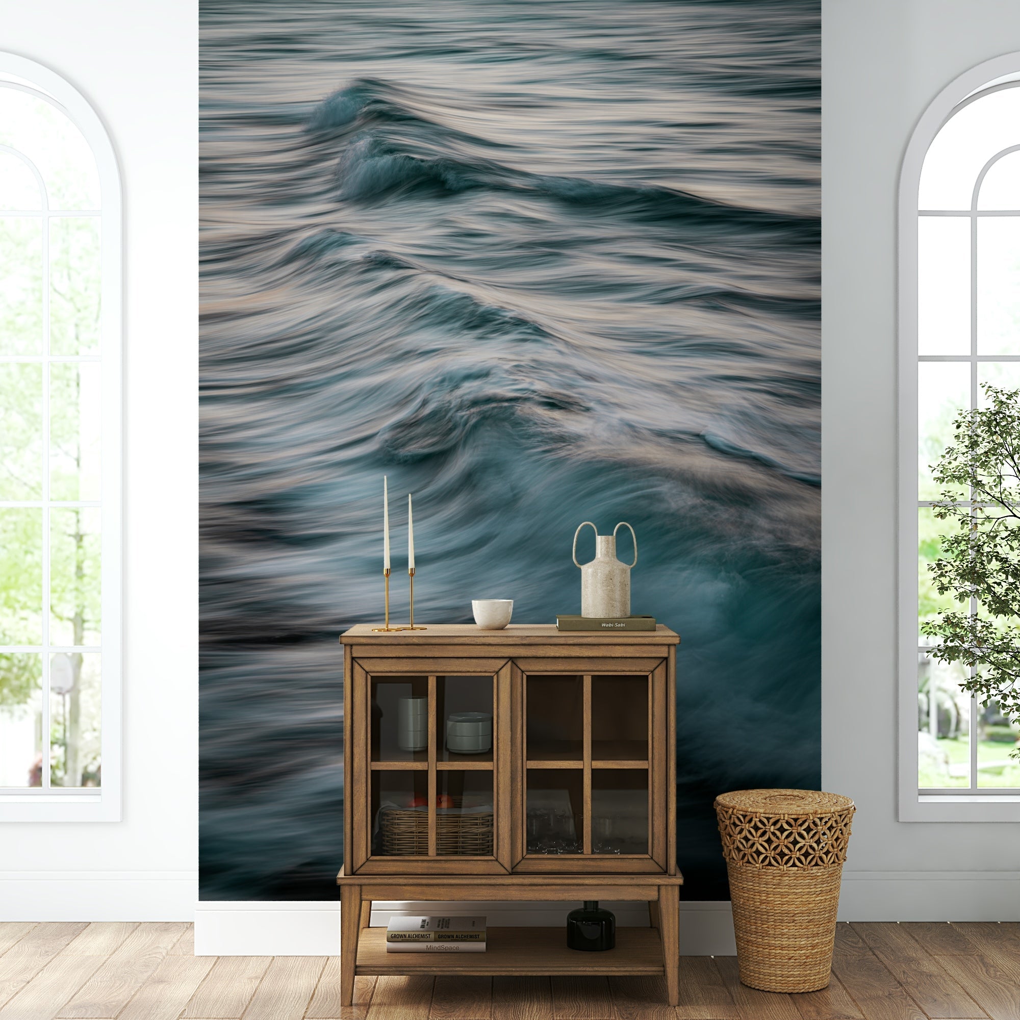 A beautiful ocean wave wallpaper mural for a modern home., GD4694