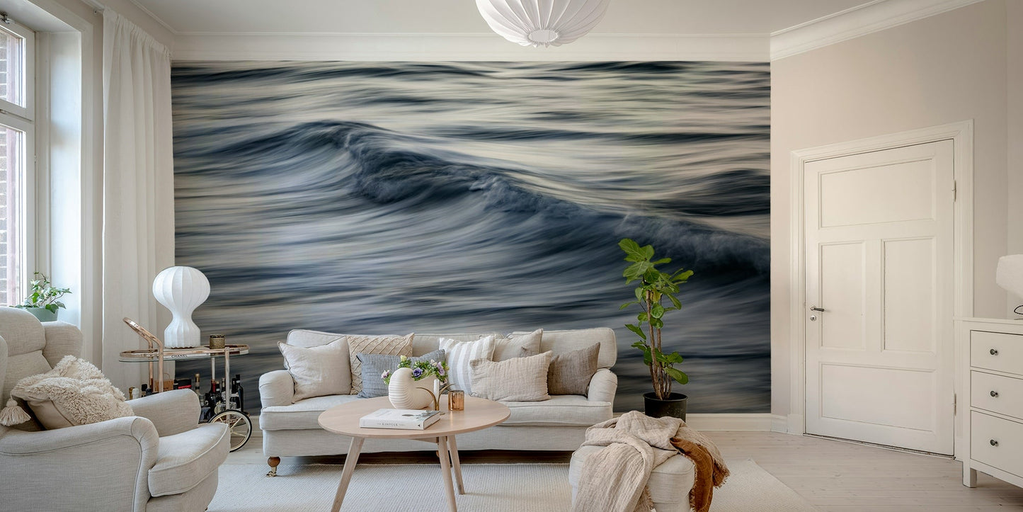 A beautiful modern wave wall mural for a living room.

