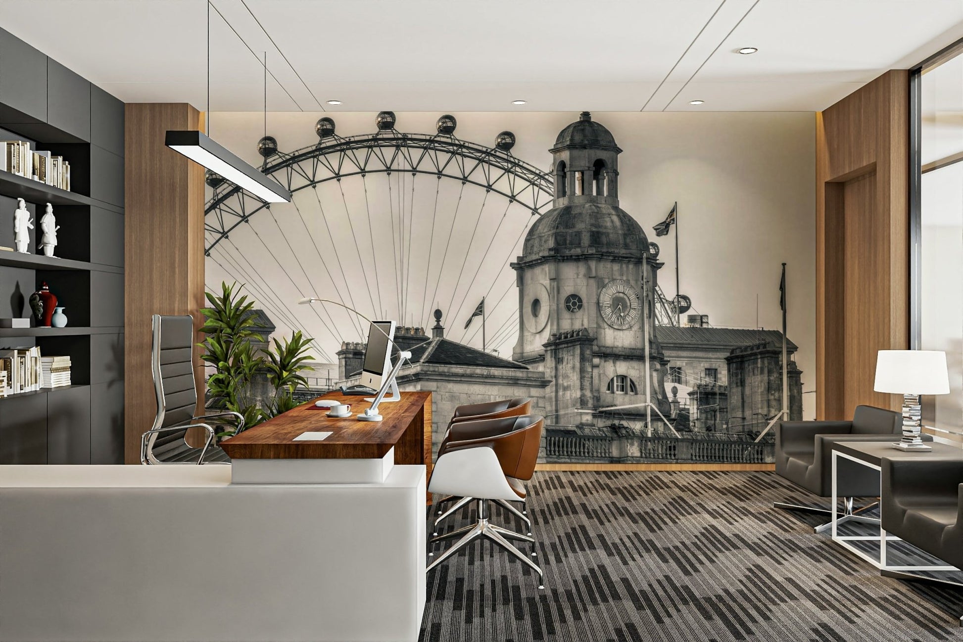 Detailed wheel mural for a timeless interior look

