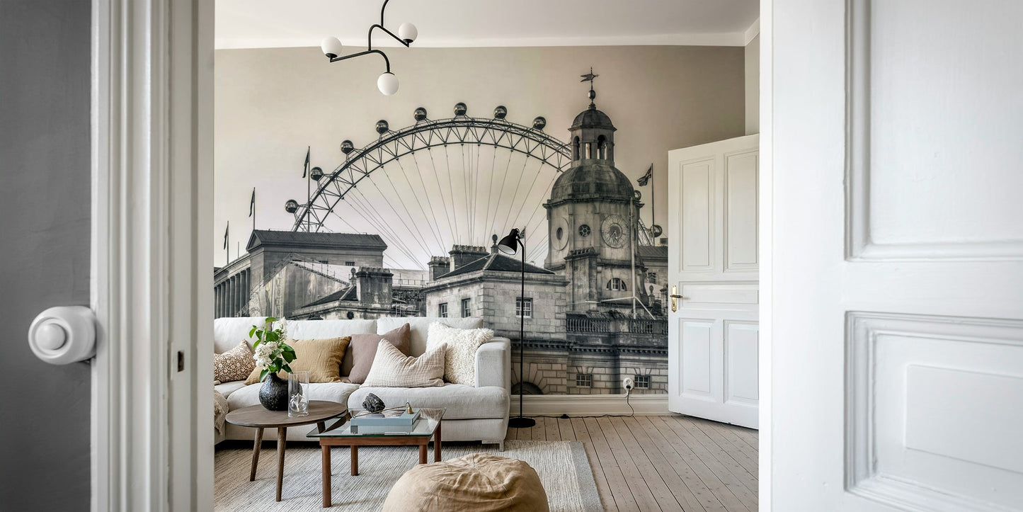 The Wheel Behind Wall Mural in living room

