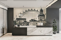 Vintage wheel design wall mural for modern spaces

