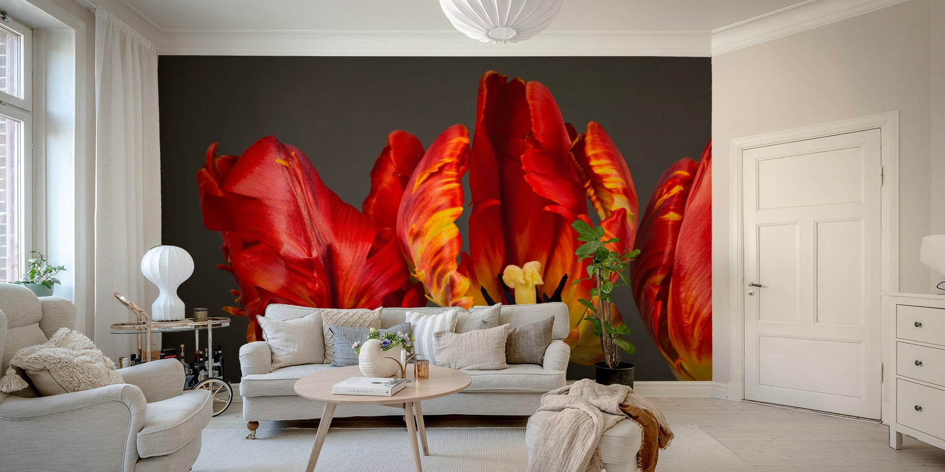 Still-life style floral mural wallpaper for interiors

