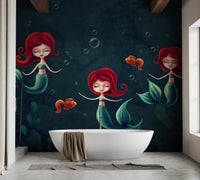 Three Underwater Mermaids Wallpaper Mural - Giffywalls A261