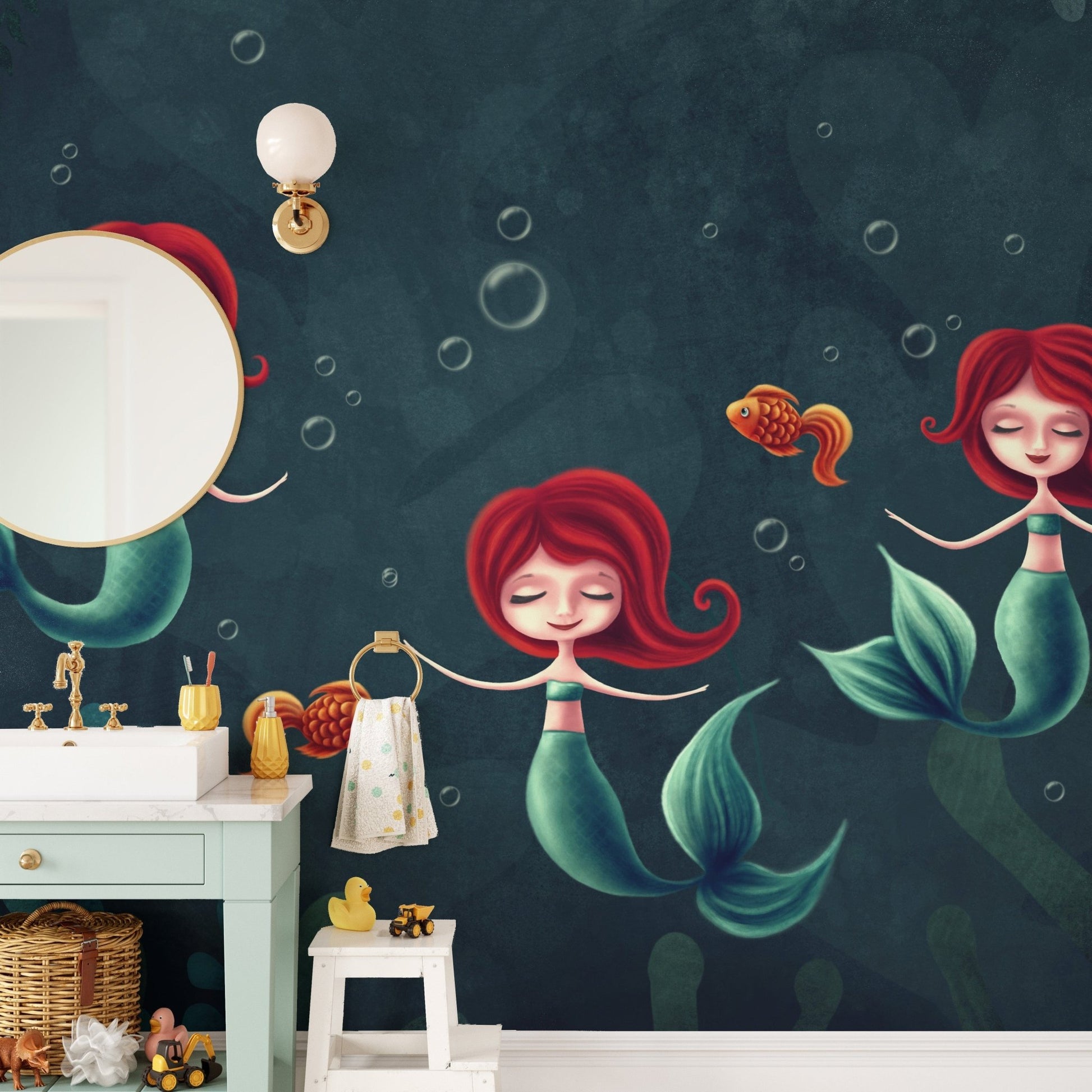 Three Underwater Mermaids Wallpaper Mural - Giffywalls A261