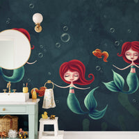 Three Underwater Mermaids Wallpaper Mural - Giffywalls A261