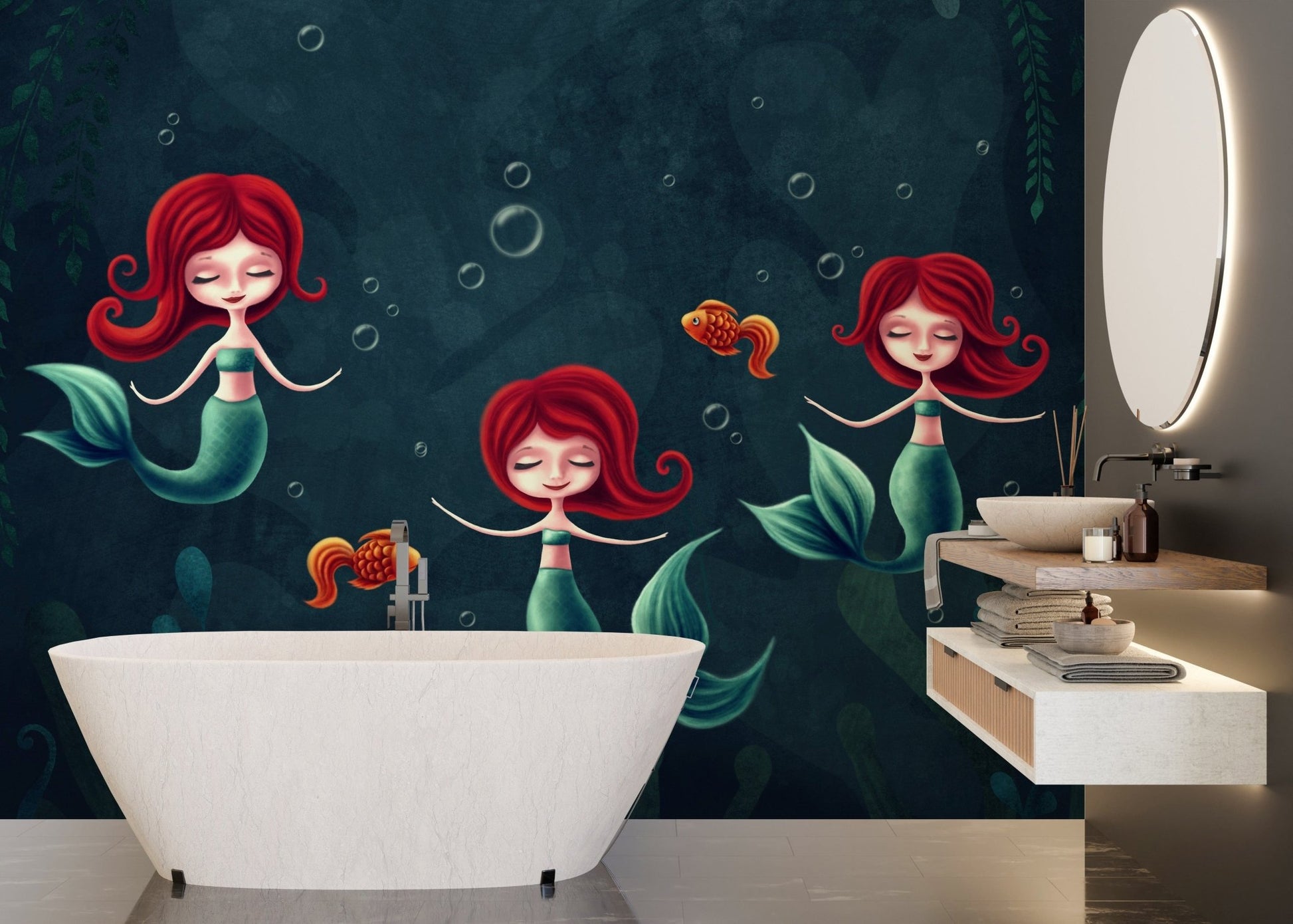 Three Underwater Mermaids Wallpaper Mural - Giffywalls A261