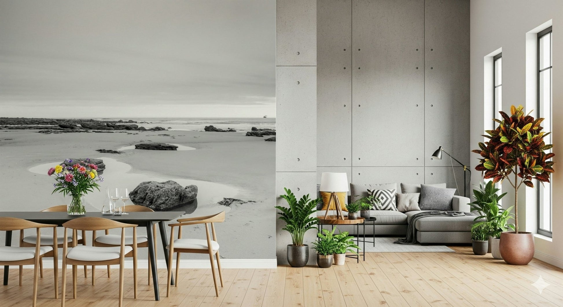 Gentle water ripple effect wallpaper for a minimalist hallway wall mural.