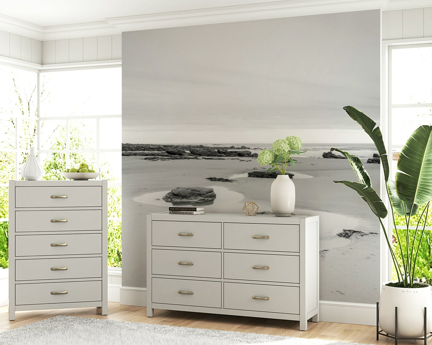 Tide Pools Wall Mural used in a bright nursery with natural light wallpaper.