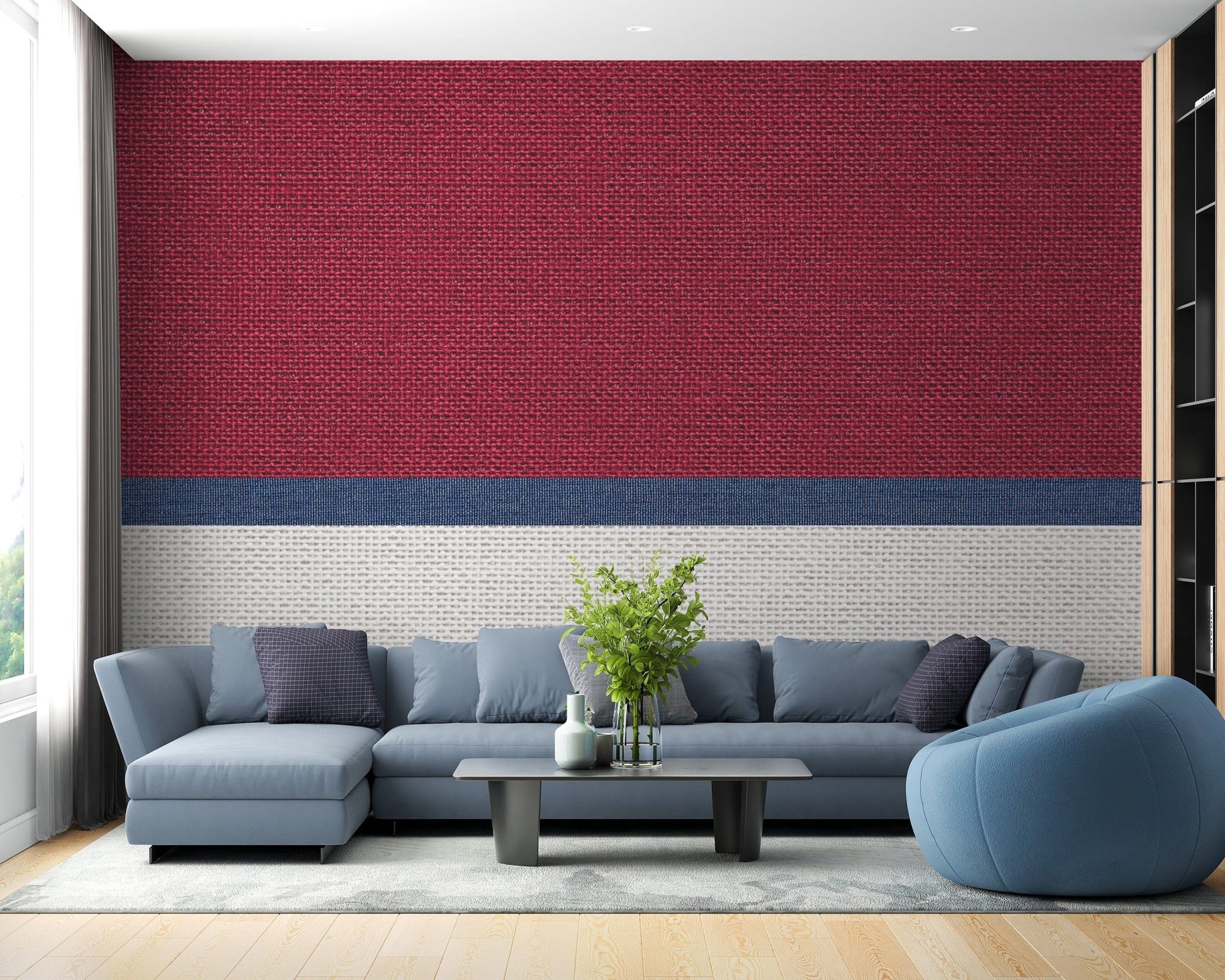 Textured tied thread wall mural for decor
