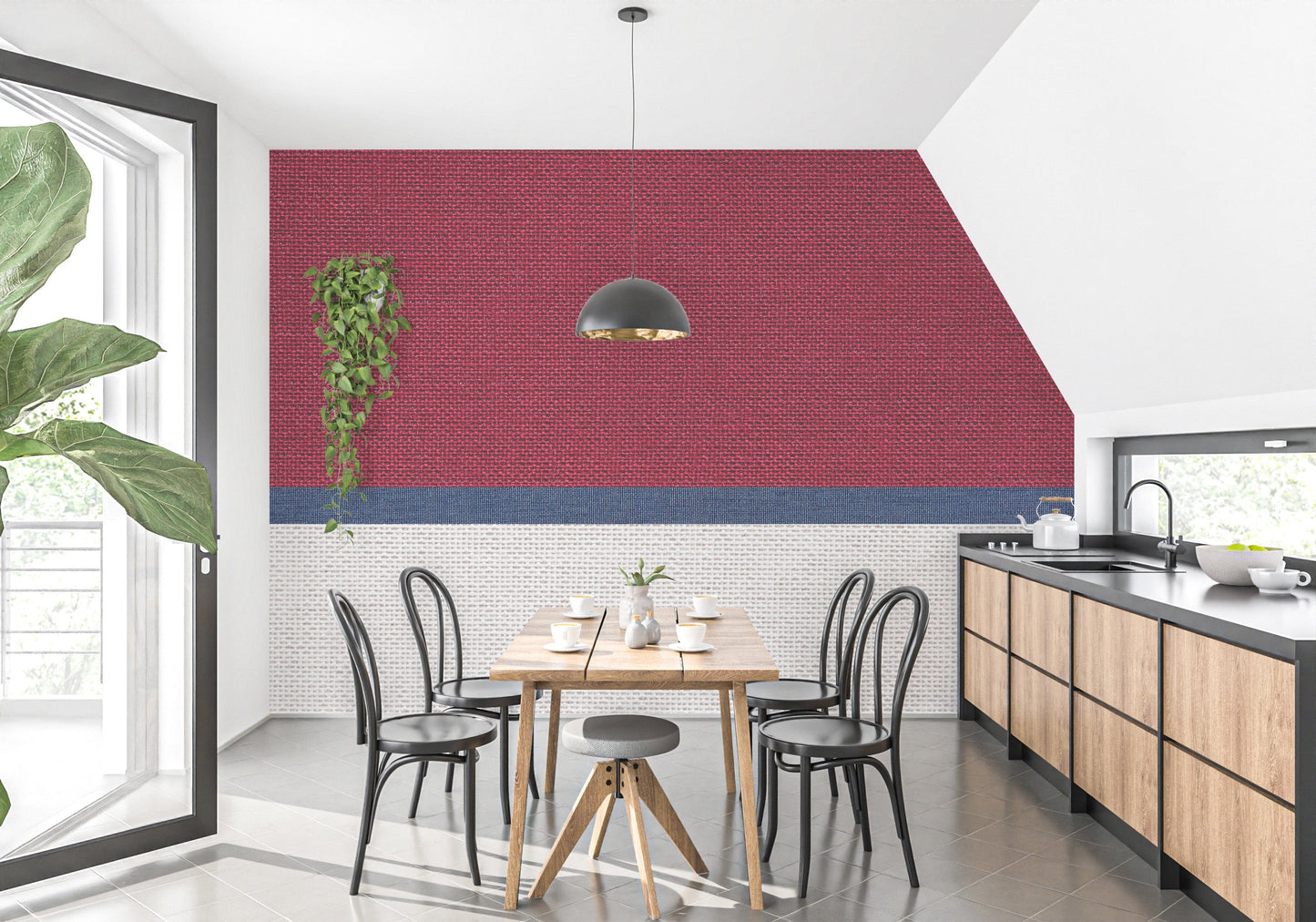 Modern thread-textured wall mural for homes

