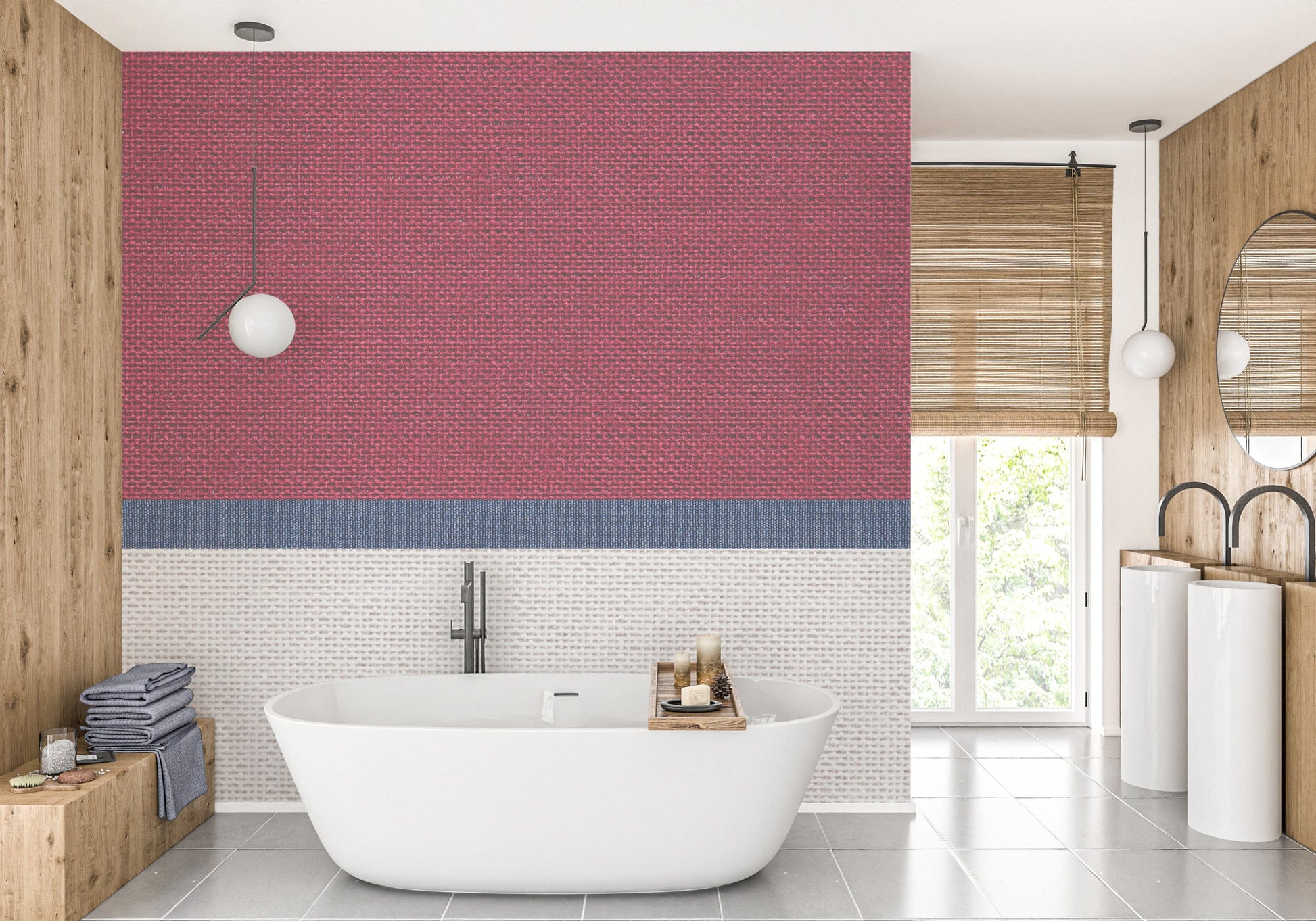 Neutral tied thread fabric wallpaper mural
