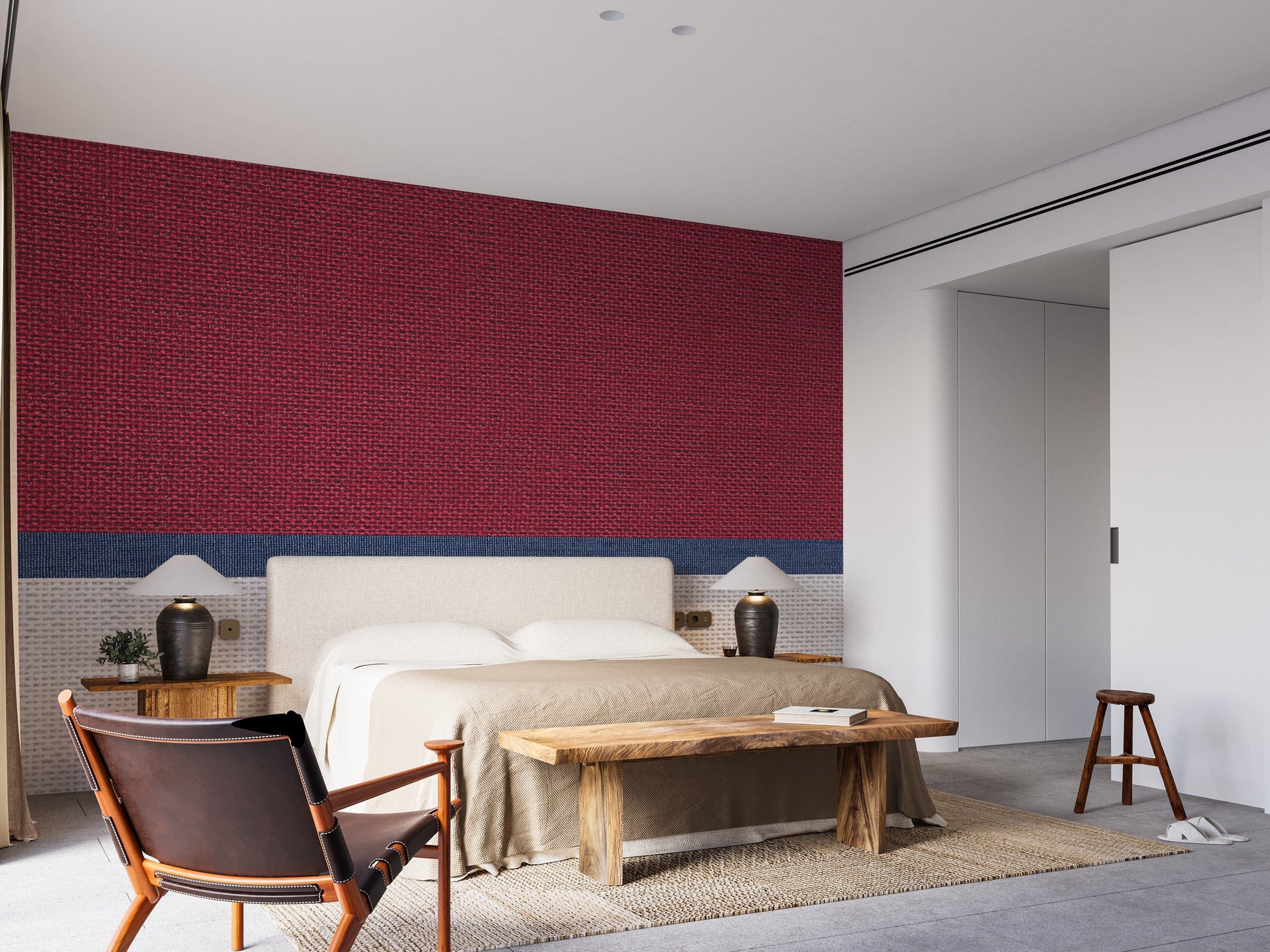 Tied thread-inspired fabric wall mural art
