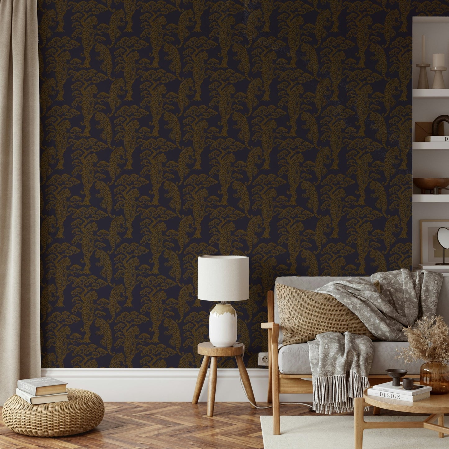 A contemplative wild animal wallpaper mural for a feature wall.

