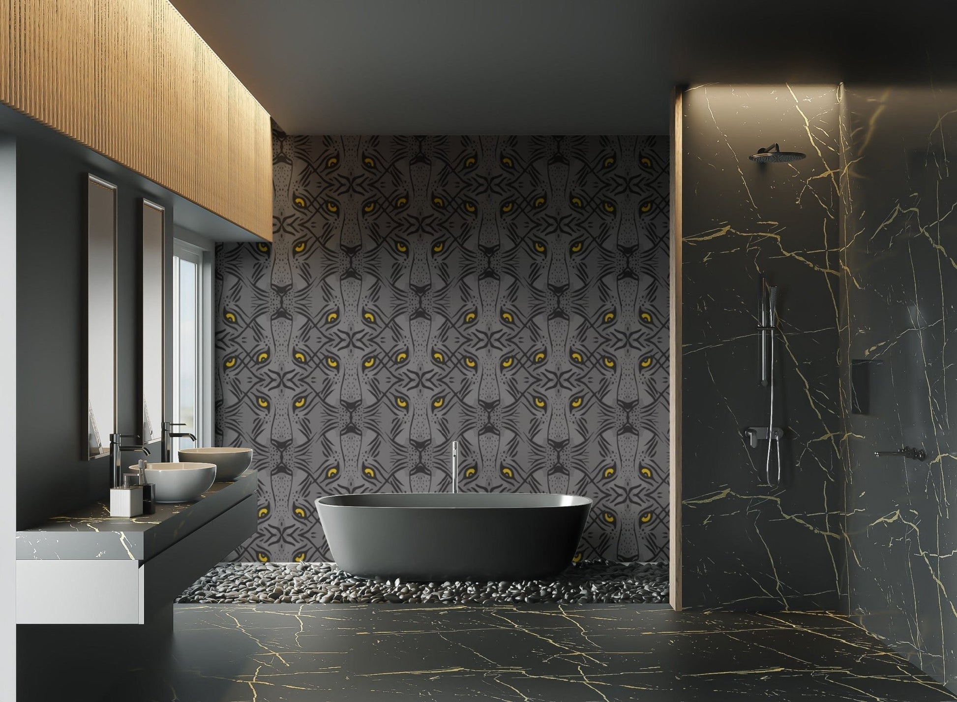 Tiger Gaze Hypnotic peel and stick wallpaper, AN75