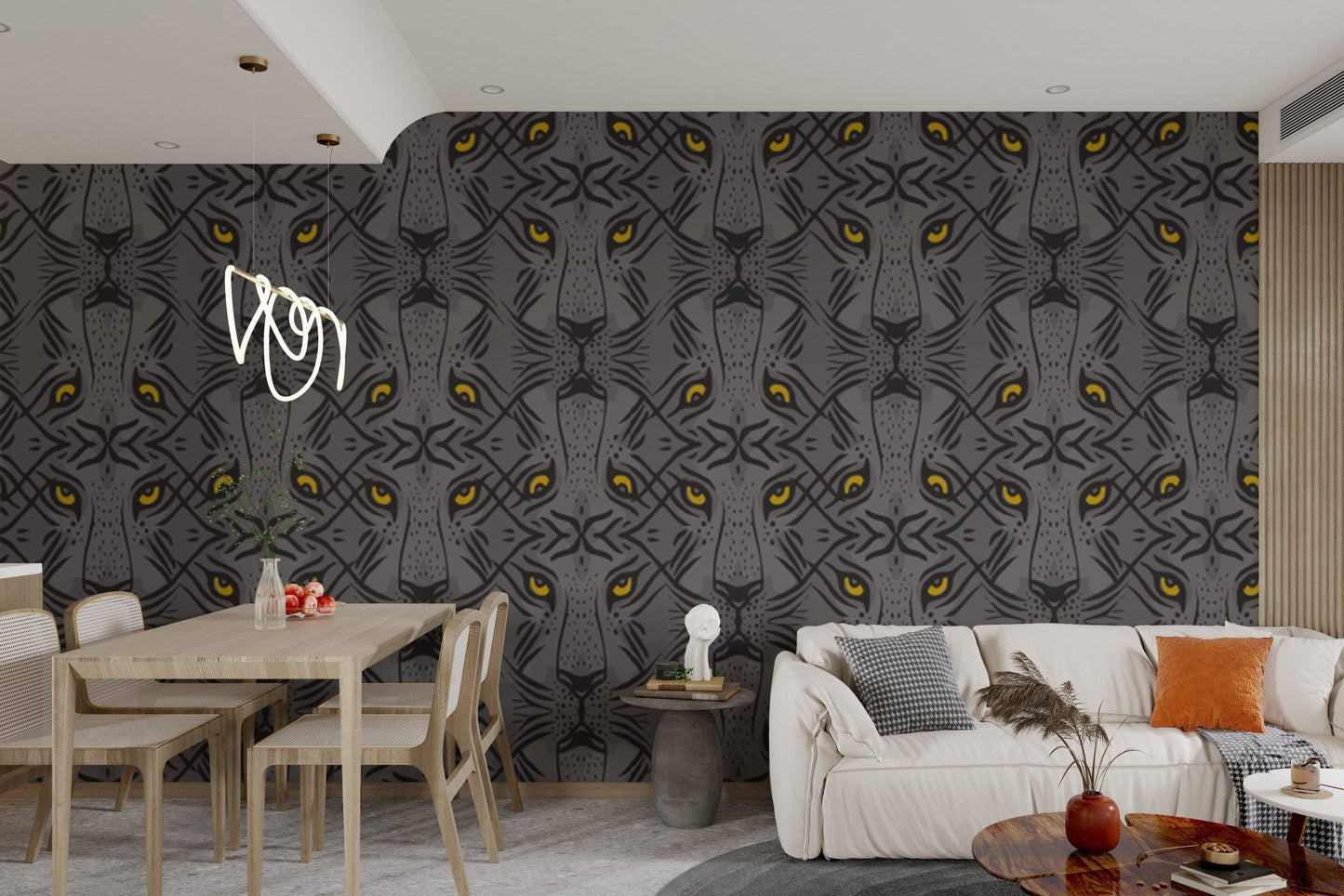 Removable wallpaper with hypnotic tiger design, AN75