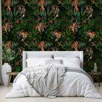Stunning tiger in paradise, jungle-inspired wall mural

