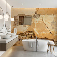 Weathered wall texture in Time-Worn Texture Wall Mural with exposed stone base