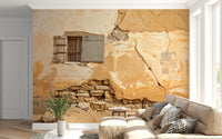 Natural worn surface in Time-Worn Texture Wall Mural with layered plaster look