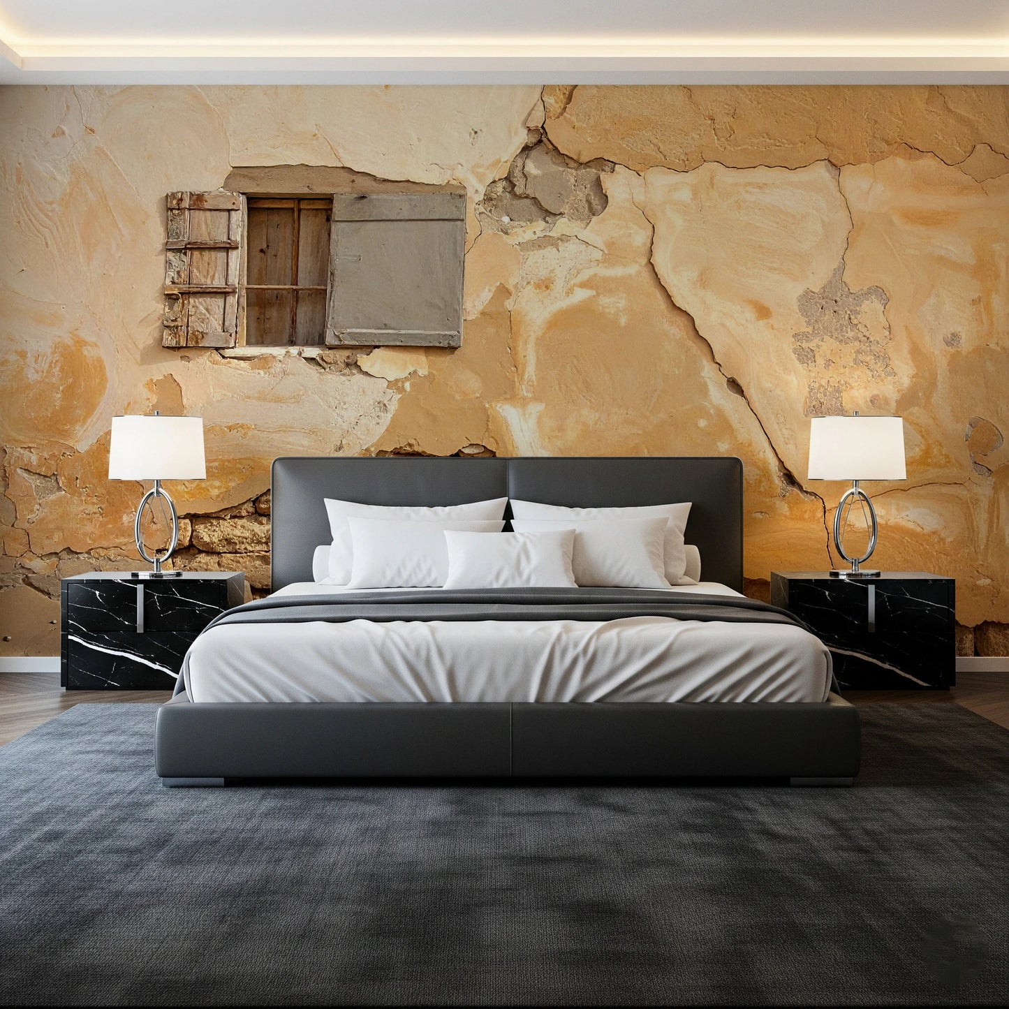 Aged plaster and stone surface on Time-Worn Texture Wall Mural with warm tones