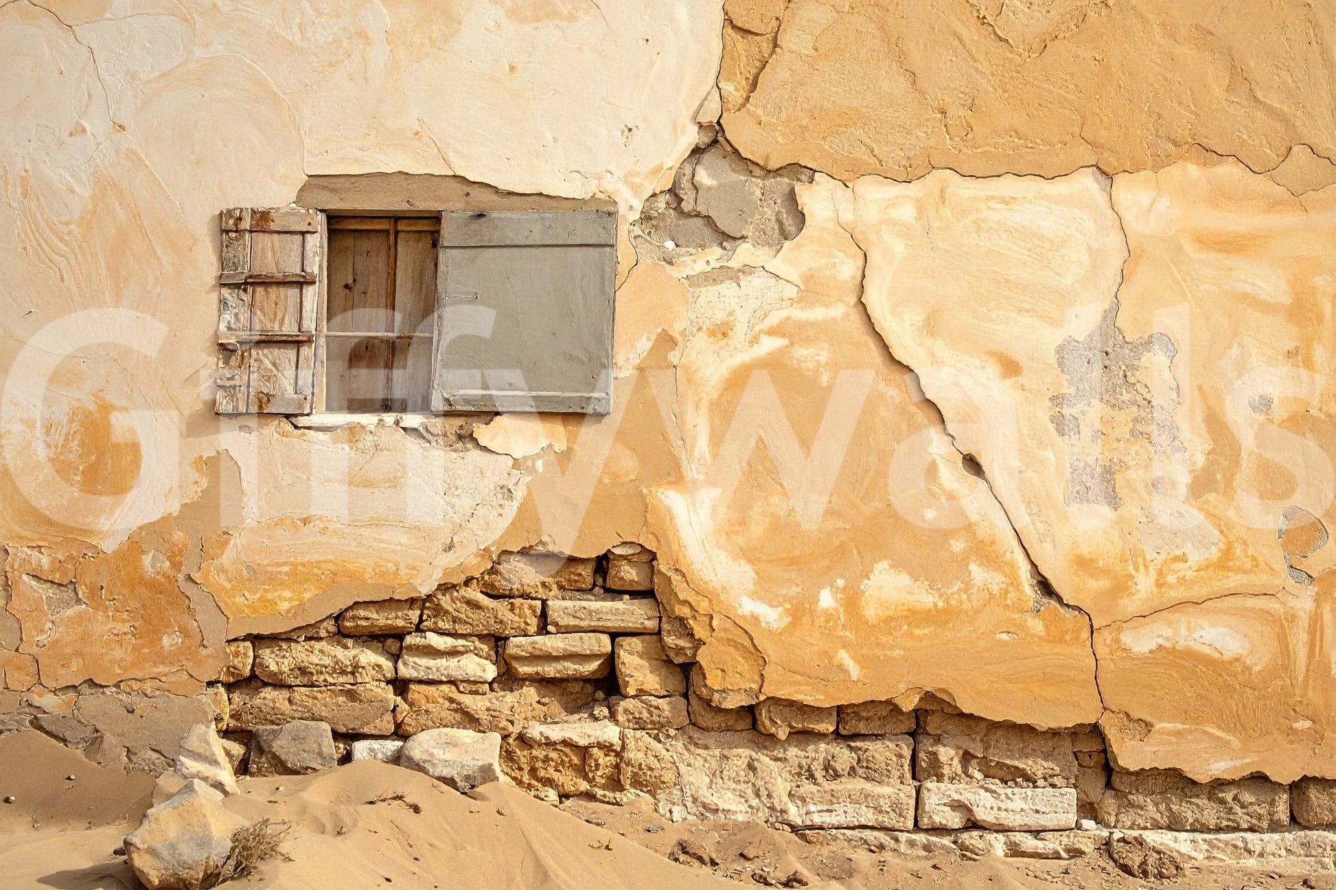 Rough plaster and brick effect in Time-Worn Texture Wall Mural design