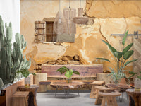 Rustic cracked wall style in Time-Worn Texture Wall Mural with earthy palette