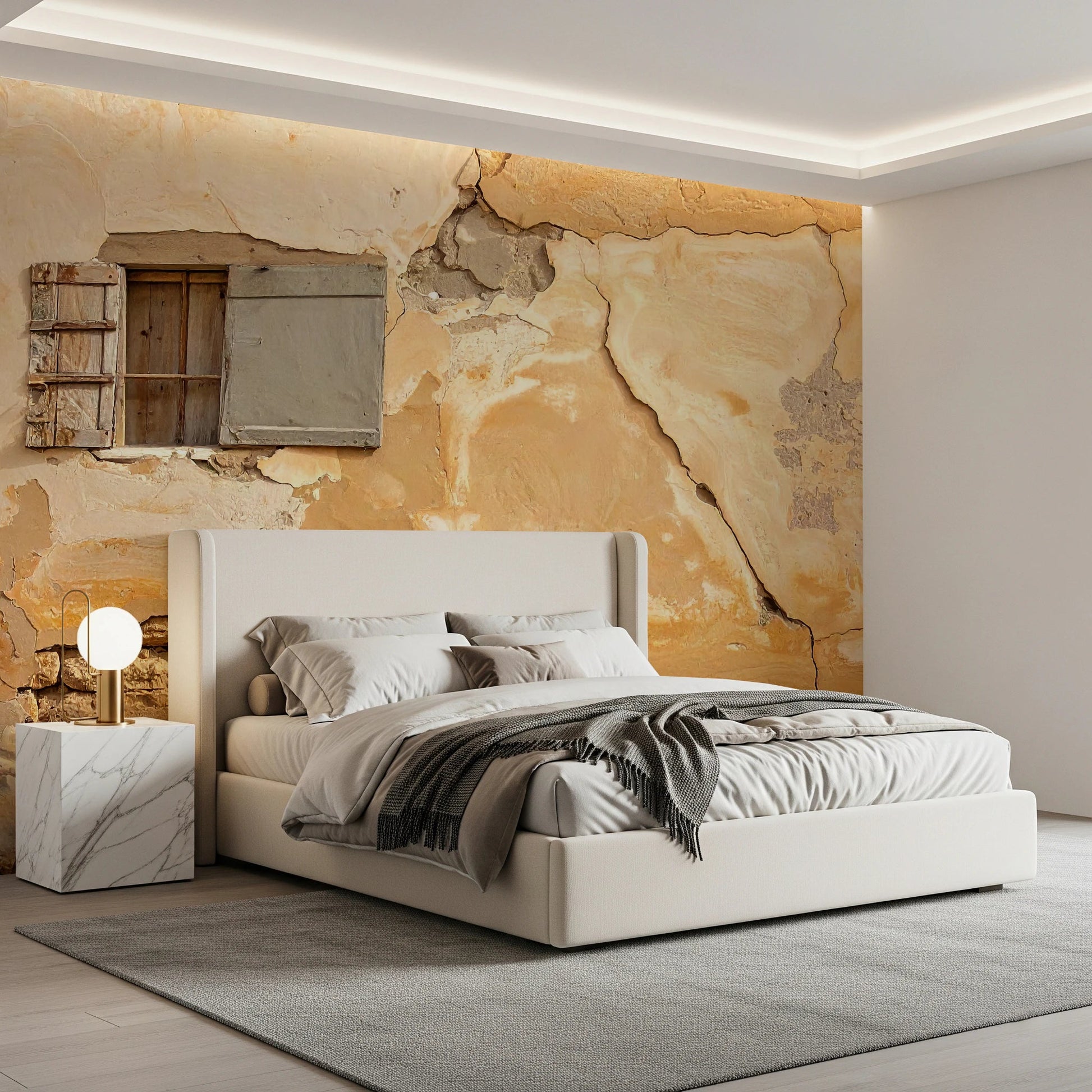 Cracked render detailing in Time-Worn Texture Wall Mural with rustic finish