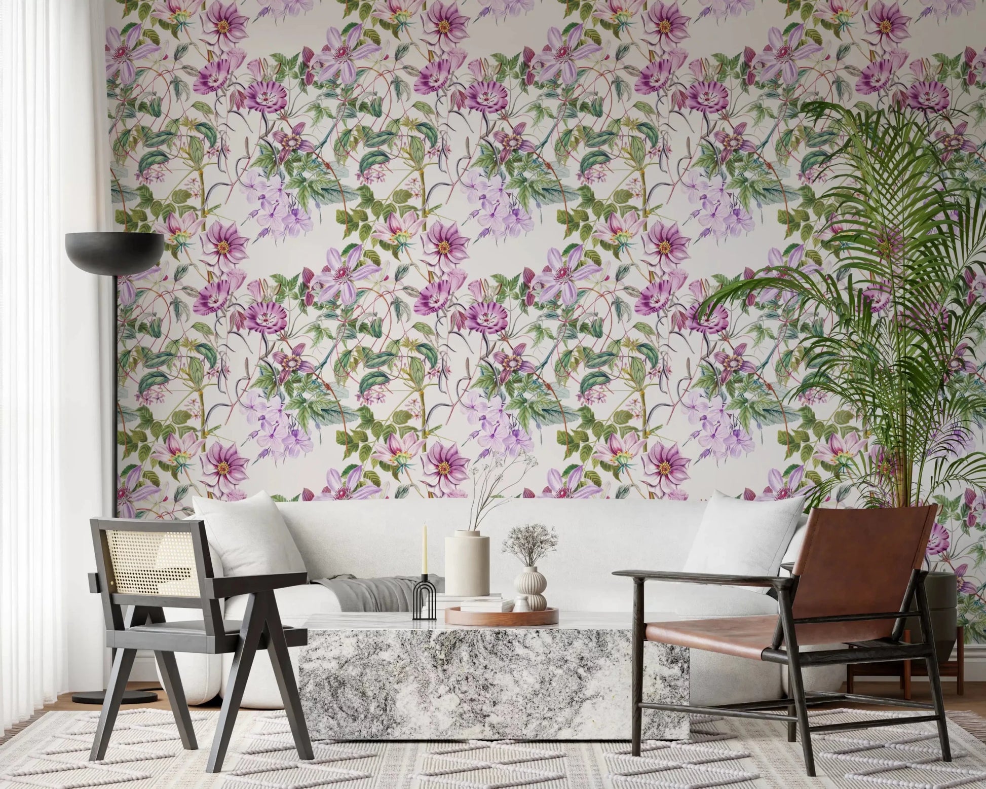 Hallway featuring Timeless Blooming wallpaper and delicate botanical stems