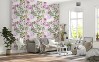 Botanical wallpaper in pastel tones with Timeless Blooming floral detail