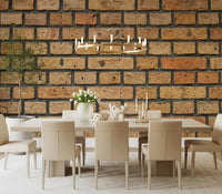 Dining room styled with Timeless Brick Wall Mural and visible mortar lines, GD9432