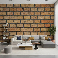 Living room featuring Timeless Brick Pattern Wall Mural with classic masonry, GD9432