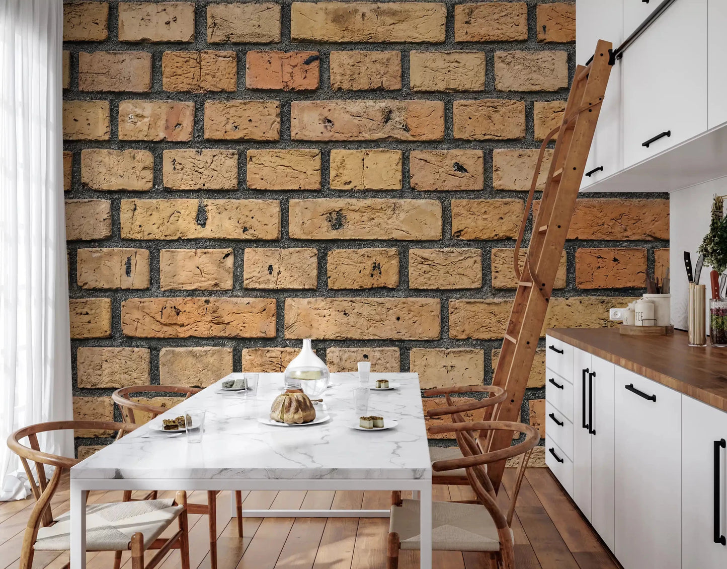 Warm masonry detail defines this Timeless Brick Wall Mural design, GD9432