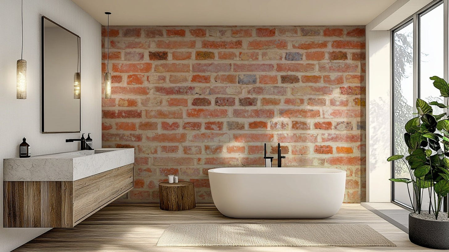 Classic red brick wallpaper for interiors

