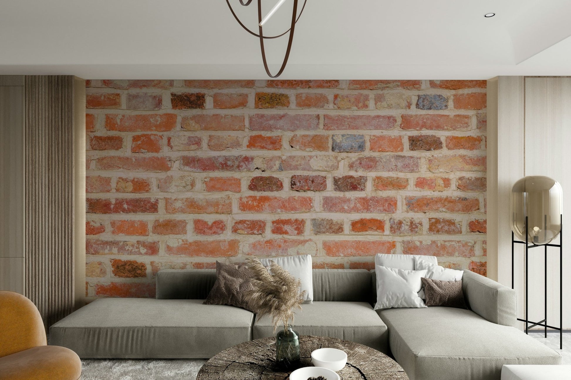 Aged brick texture mural for cozy spaces

