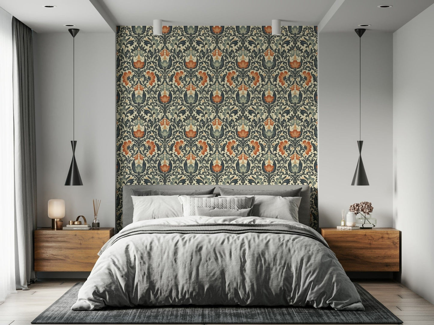 Timeless Floral Opulence wallpaper, diverse motifs in a balanced medallion form.