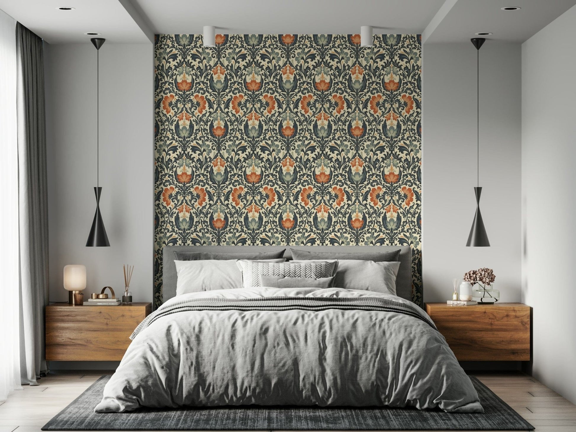 Timeless Floral Opulence wallpaper, diverse motifs in a balanced medallion form.