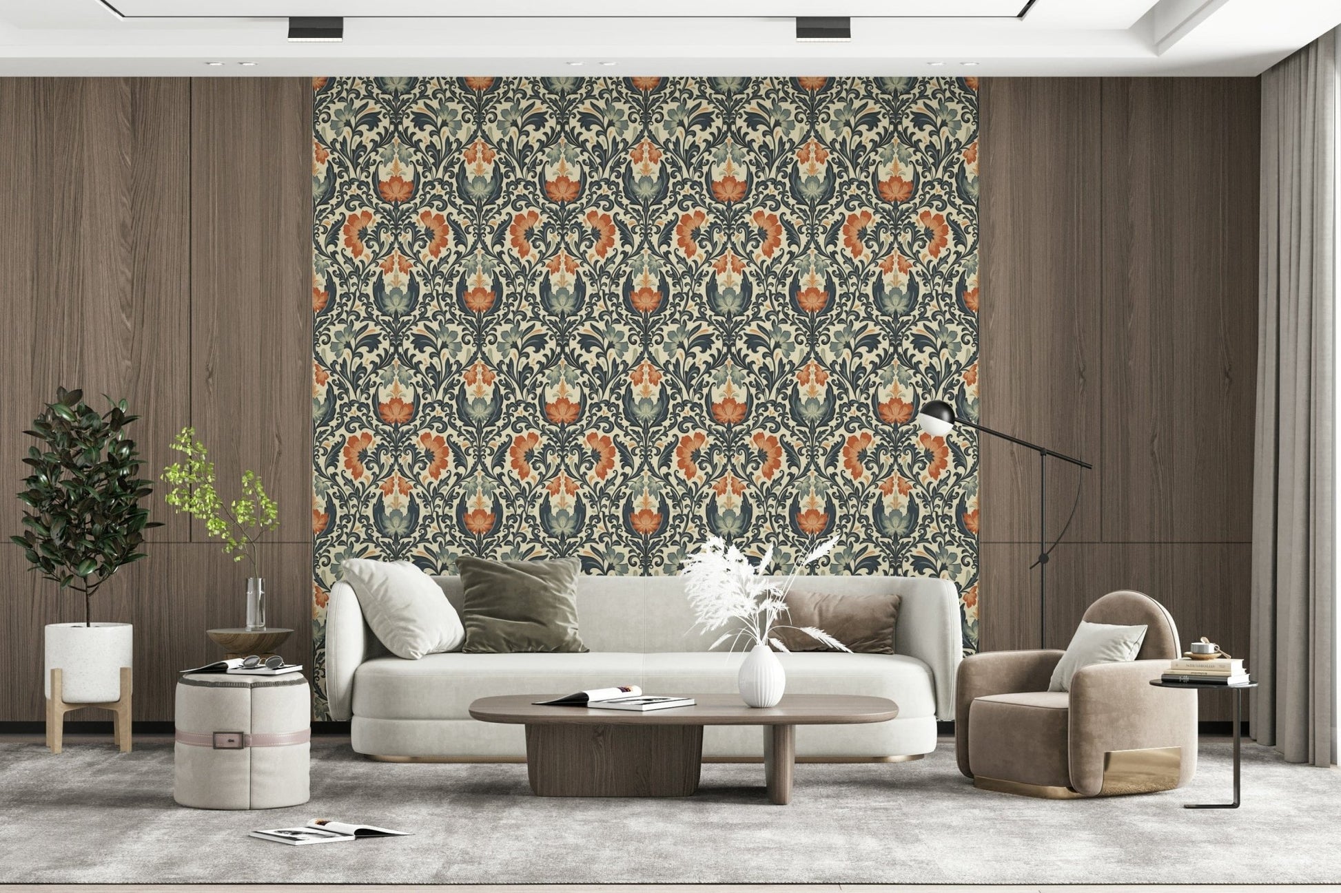 Timeless Floral Opulence wallpaper, unique decorative surface covering glamour.