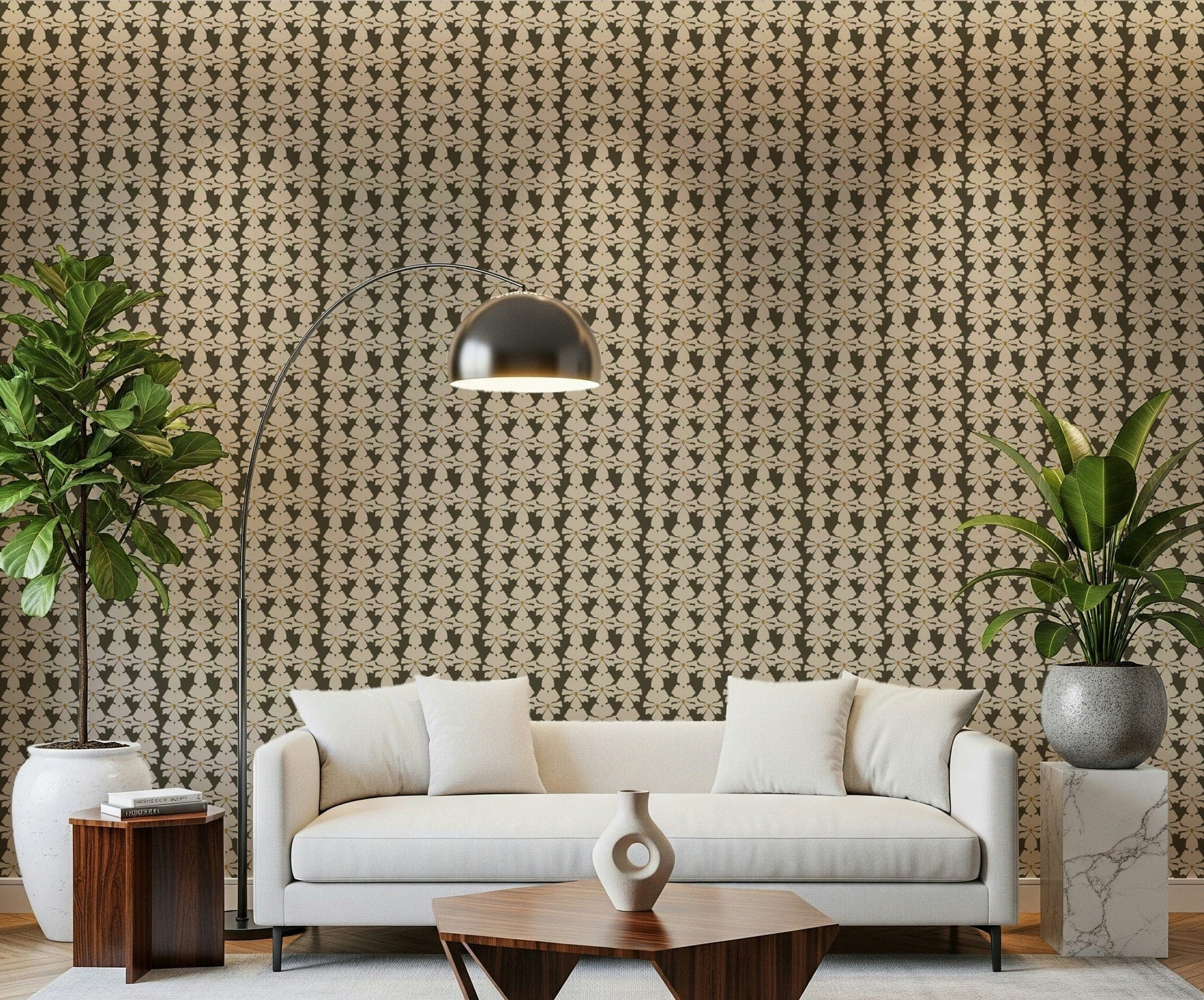 Artistic interlocking Timeless Florals design, new accent wall solution., GD7155