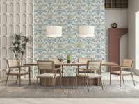 Art wallpaper mural called Mist Blue provides a restful background.