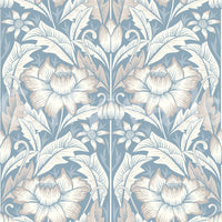 Corner of a hallway featuring the charming Mist Blue Wallpaper print art.