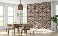 An artistic composition of scrolling leaves on the Rustic Red Wallpaper.