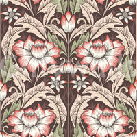 Corner of a library featuring the dramatic Rustic Red Wallpaper print art.