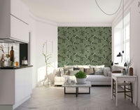 Full view of the wallpaper on a wall.

