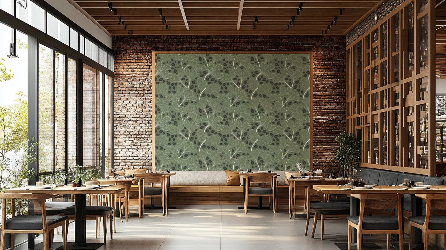 Ginkgo garden mural for an accent wall.

