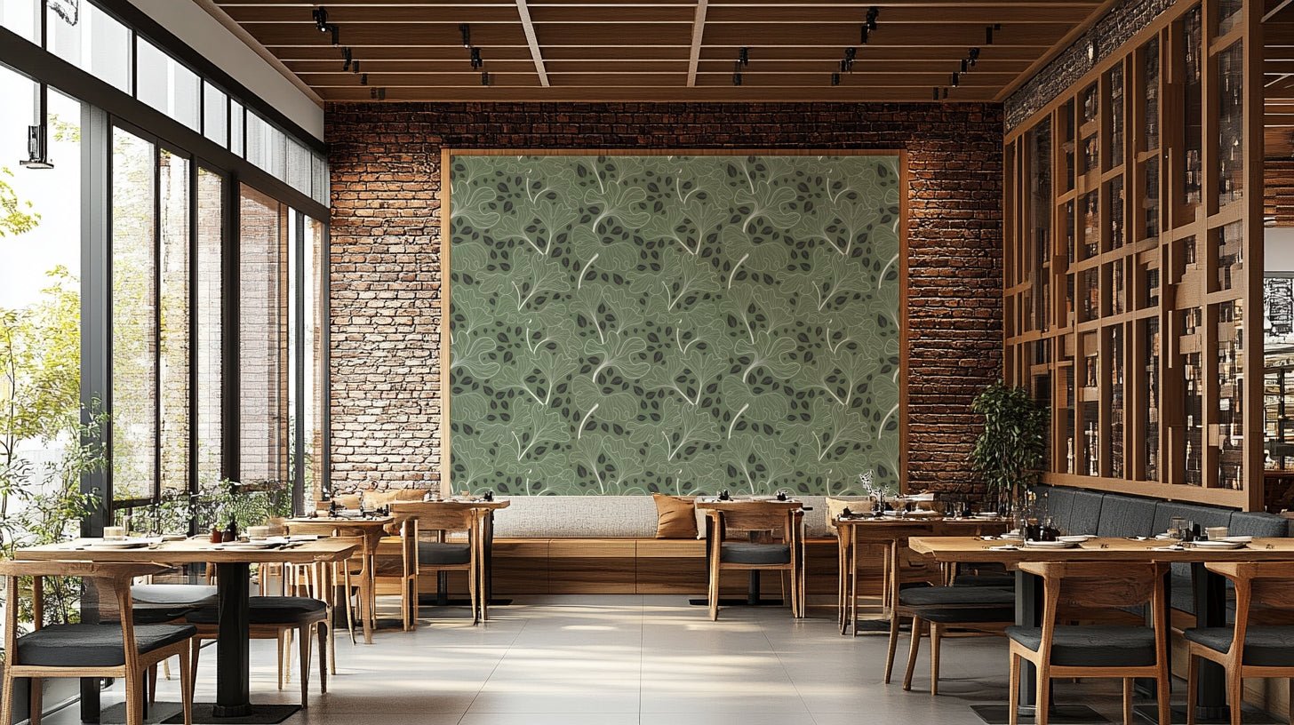 Ginkgo garden mural for an accent wall.

