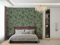 Seamless pattern of stylized ginkgo leaves.

